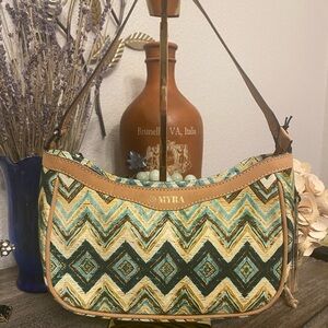 NWT Myra Bag HARVEST CHEVRON CROSSBODY BAG IN GREEN